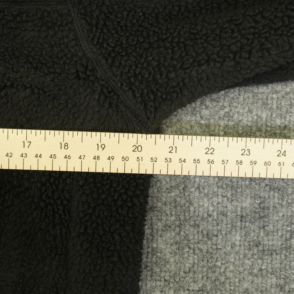 The North Face Fleece Jacket Mens Small Black Sherpa Full Zip Tan Trim Mock Neck